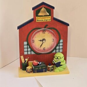 VTG Scholastic Book Fair Clock School Library Teacher Hand Painted Collectible